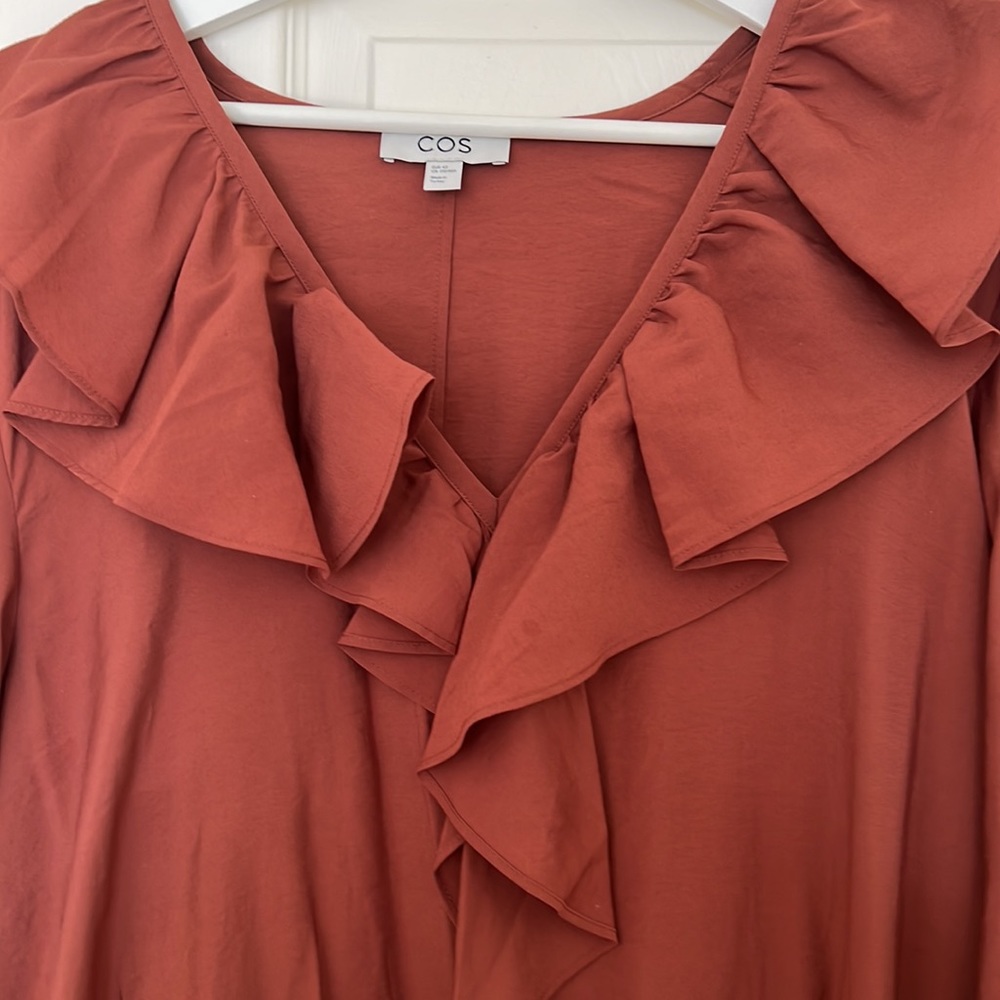COS Rust Red Ruffled Maxi Dress - Picture 2 of 3